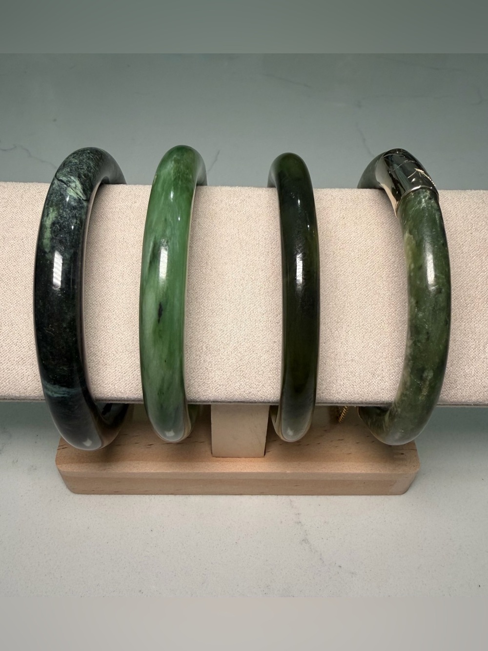Varied Green Jade Bangle Bracelets